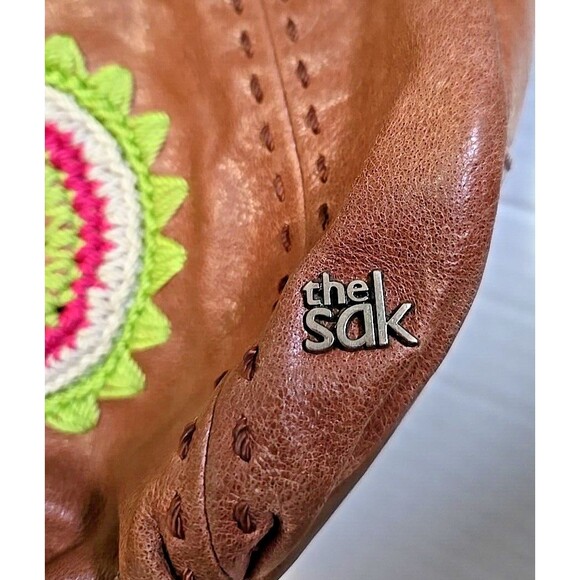 The Sak Genuine Leather Bag Crossbody Embroidered Adjustable Strap Foldover - Picture 16 of 16